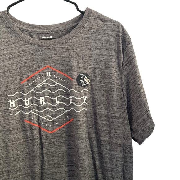 Hurley Ultrasoft Mens L Gray Heather Crewneck T-Shirt Tides Blended Graphic Tee - Picture 2 of 6
